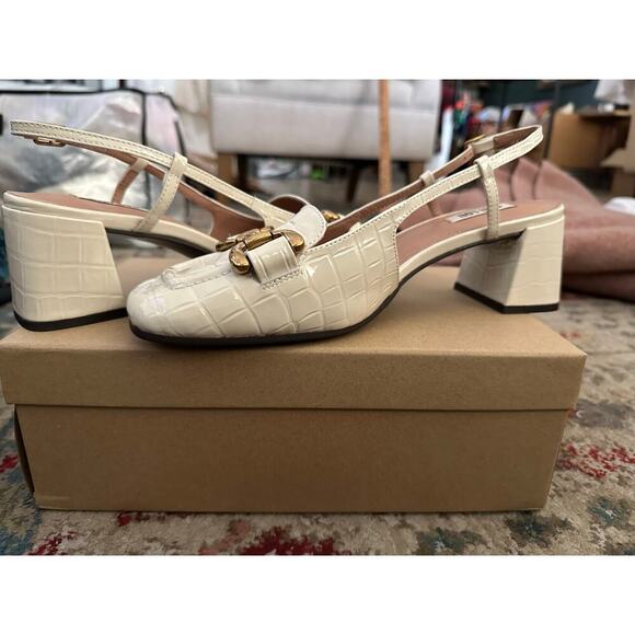 NWT Anthropologie BiBi LOU Cream Leather Dennis Pump Heels Size 41 - Picture 6 of 12